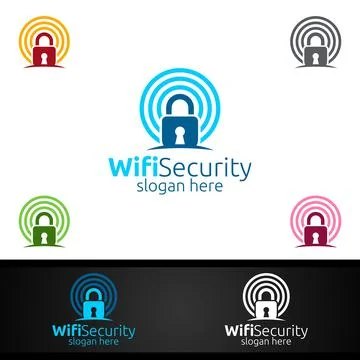 Wifi Security Logo for Network, Internet , monitoring, and alarm 库存插图