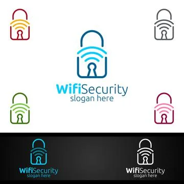 Wifi Security Logo for Network, Internet , monitoring, and alarm Stock Illustration