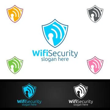 Wifi Security Logo for Network, Internet , monitoring, and alarm Stock Illustration
