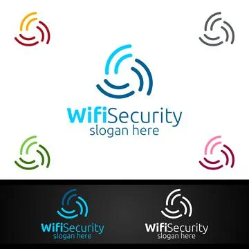 Wifi Security Logo for Network, Internet , monitoring, and alarm Stock Illustration