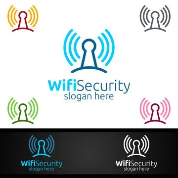 Wifi Security Logo for Network, Internet , monitoring, and alarm Stock Illustration