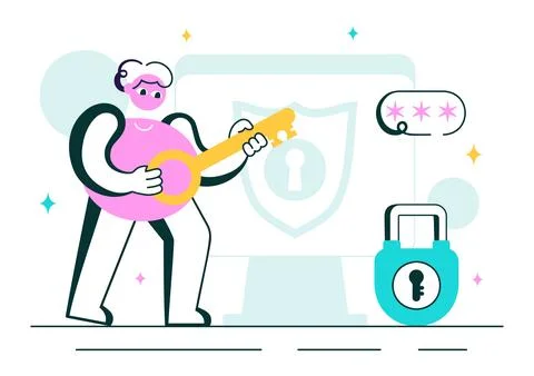 WiFi Security Vector Illustration with Wireless Technology Devices for Inte.. Stock Illustration