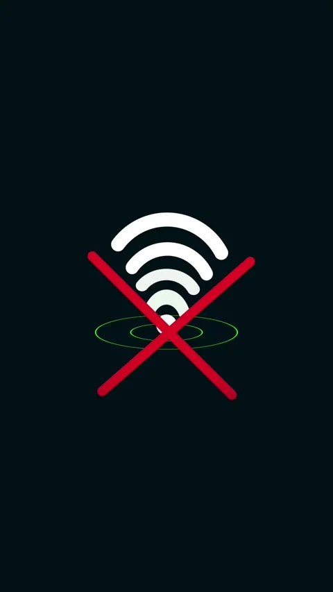 Wifi signal error animation. Modern red cross mark glitch alert background... Stock Footage 321628193