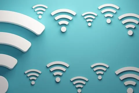 Wifi signals background. 3D Render Illustration Stock Illustration