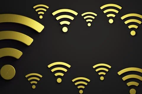 Wifi signals background. 3D Render Illustration Stock Illustration
