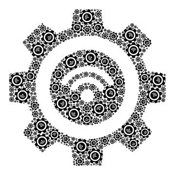 Wifi Smart Gear Recursive Icon Mosaic of Self Items Stock Illustration