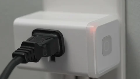 WiFi Smart Plug Into Wall Socket Automation House Panning Video stock 121692589