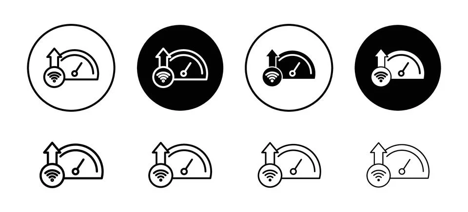 Wifi speed vector icon set collection. Wifi speed Outline flat Icon. 库存插图