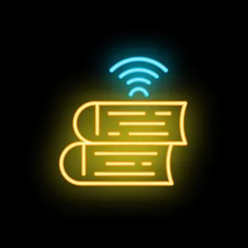 Wifi symbol appearing over stack of books for online education concept Stock Illustration