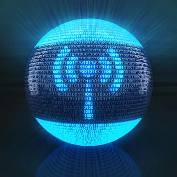 Wifi symbol on globe formed by binary code Stock Illustration