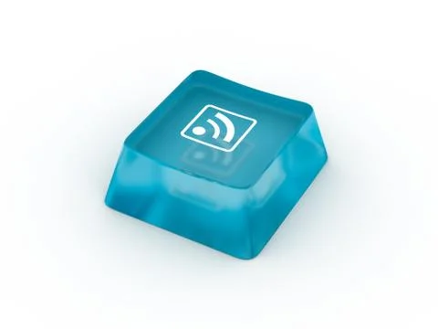 Wifi symbol on keyboard button. 3D rendering Stock Illustration
