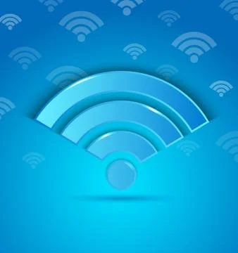 Wifi symbol with shadow effect on blue background Stock Illustration