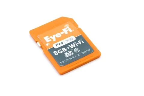 Wifi technology memory card with reflection on white background Stock Photos