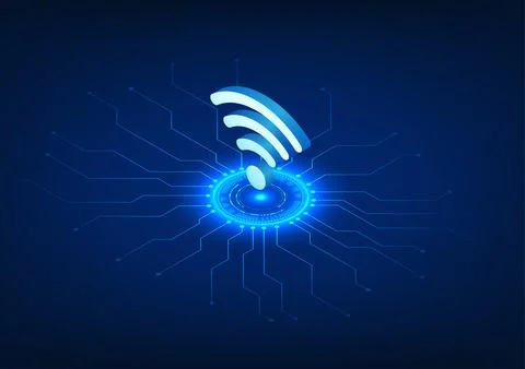 WiFi technology Placed on the technology circle with the connected technolo.. 스톡 일러스트