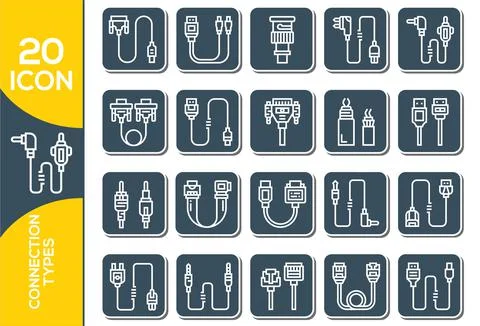 Wifi transmitter type icon set. Flat design icon collection isolated on black Stock-Illustration