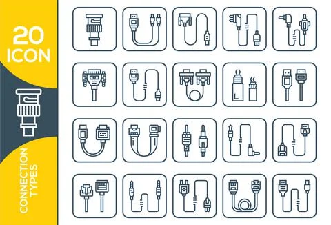 Wifi transmitter type icon set. Flat design icon collection isolated on black Stock Illustration