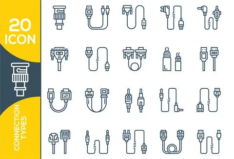 Wifi transmitter type icon set. Flat design icon collection isolated on black Stock-Illustration
