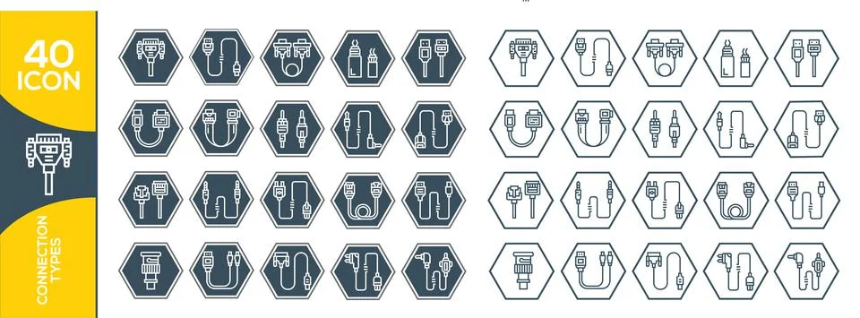 Wifi transmitter type icon set. Flat design icon collection isolated on black Stock-Illustration