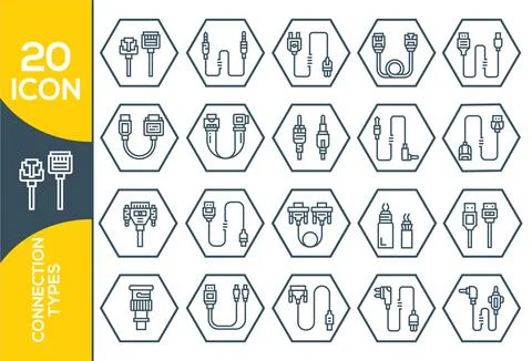 Wifi transmitter type icon set. Flat design icon collection isolated on black Stock-Illustration