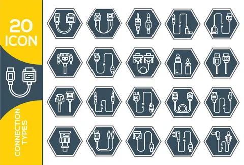 Wifi transmitter type icon set. Flat design icon collection isolated on black Stock-Illustration
