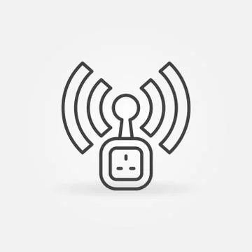 Wifi UK Smart Socket vector icon in thin line style Stock Illustration