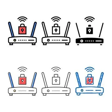 Wifi variety router lock color icon vector 스톡 일러스트