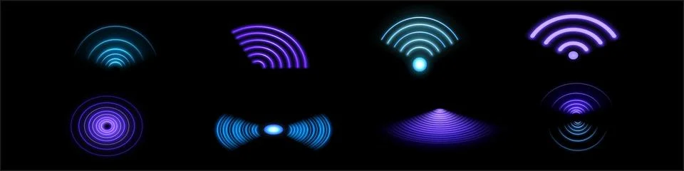 Wifi wave light effect. Radar sensor, beep technology, digital sign.Transpa.. Stock Illustration