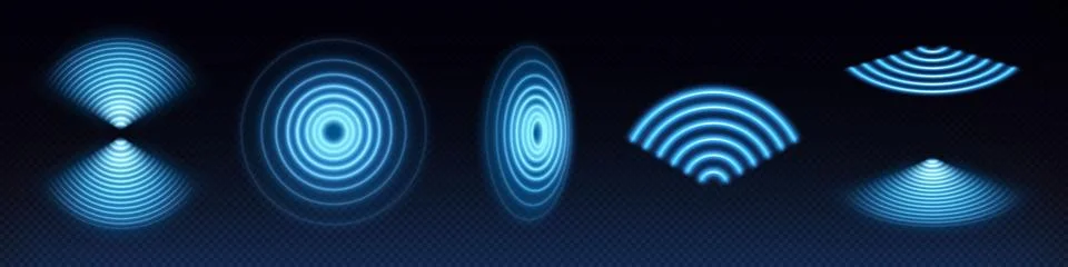 Wifi wave light effect, scan sensor sound signal Stock Illustration