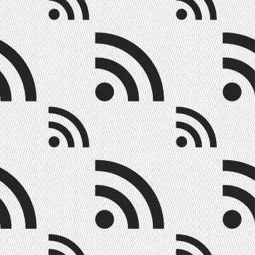 Wifi, Wi-fi, Wireless Network icon sign. Seamless pattern with geometric text イラスト素材