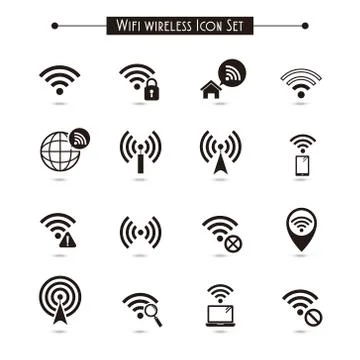 Wifi wireless icons set Stock Illustration