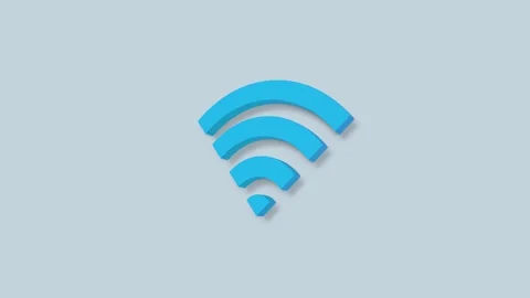 Wifi wireless internet network symbol 3d icon isolated on blue background. Stockbeeldmateriaal 156895471