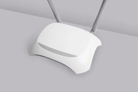 WiFi wireless router, copy space. Wireless device for broadband Wi-Fi 6 net.. Stock Photos