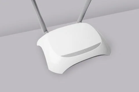WiFi wireless router, copy space. Wireless device for broadband Wi-Fi 6 net.. Stock Photos