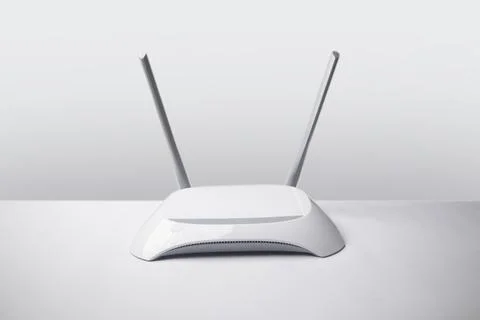 WiFi wireless router, copy space. Wireless device for broadband Wi-Fi 6 net.. Stock Photos