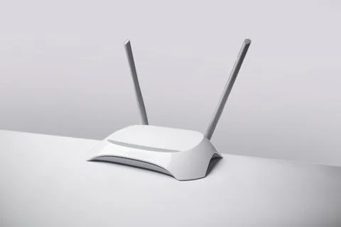 WiFi wireless router, copy space. Wireless device for broadband Wi-Fi 6 net.. Stock Photos
