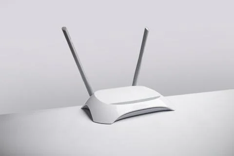 WiFi wireless router, copy space. Wireless device for broadband Wi-Fi 6 net.. Stock Photos