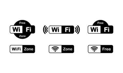 Wifi zone icon set. Wireless connection. Vector on isolated white background. Stock Illustration