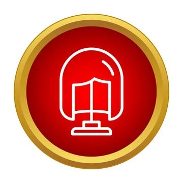Wig on mannequin stand vector icon in red circle 库存插图