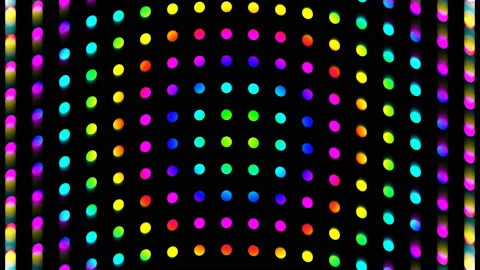 Wiggling Grid Array of Expanding Dancefloor Lights Stock Footage 139733949