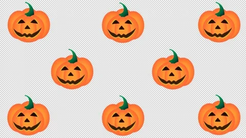Wiggling pumpkins Halloween animated pattern. Alpha channel background Stock Footage 141519812