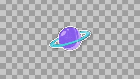 Wiggling Ringed Planet Sticker Stock After Effects