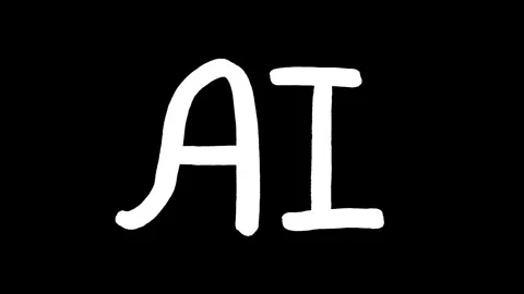 Wiggly hand drawn AI icon black background Stock Footage 324544565