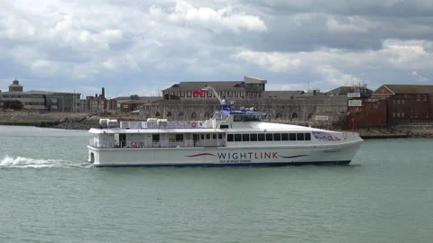 Wightlink Ferries Wight Ryder II FastCat Stock Footage 303442796