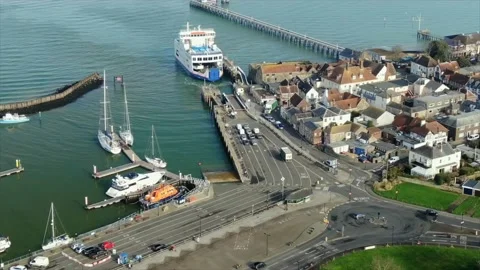 Wightlink ferry Hyperlapse Timelapse in Yarmouth Isle of Wight 스톡 동영상 229941949