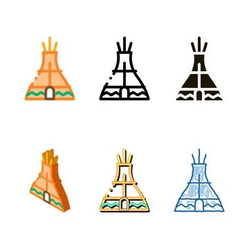 Wigwam icon vector styles outline Stock-Illustration