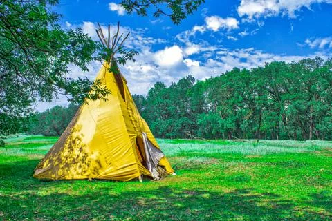 Wigwam teepee in the forest Stock Photos