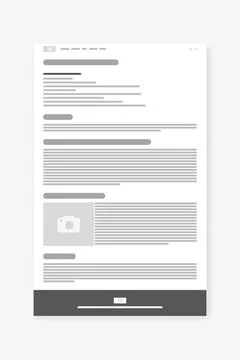 Wiki site Wireframe, Webpage prototype Vector Illustration. Stock Illustration