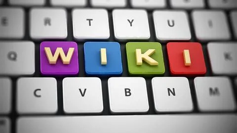 WIKI text on keyboard keys. 3D illustration Stock Illustration