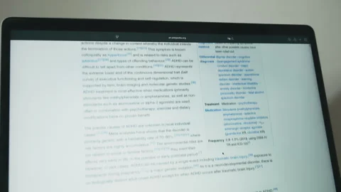 Wikipedia ADHD article displayed on computer screen Stock-Footage 333538086