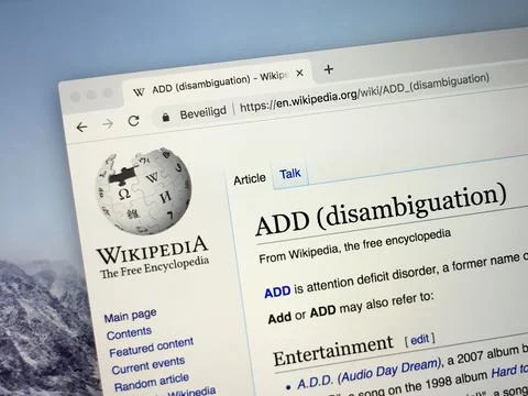 Wikipedia page about ADD Stock Photos